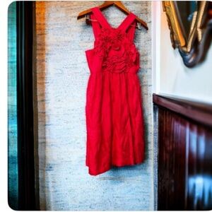 Alex Admor Bright Hot Pink Flower Dress Sz Small Cocktail Party Formal